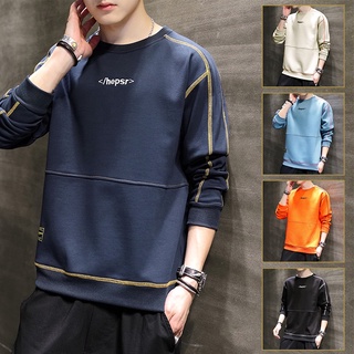 ผู้ชายนำเทรนด์แฟชั่นพิมพ์คอกลมลำลองแขนยาวเสื้อกันหนาว M-5XL