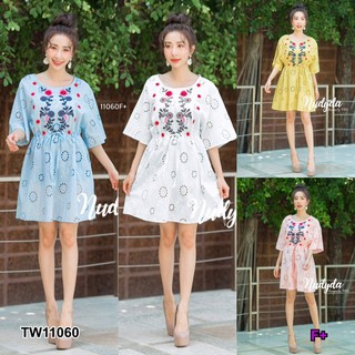 #11060 เดรสสปันปักลายดอก