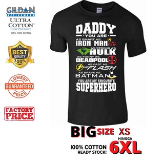 เสื้อยืดคอกลม ผ้าฝ้าย 100% พิมพ์ลาย Daddy You Are My Favourite Superhero ขนาดใหญ่ 4XL 5XL 6XL สําหรับผู้ชาย