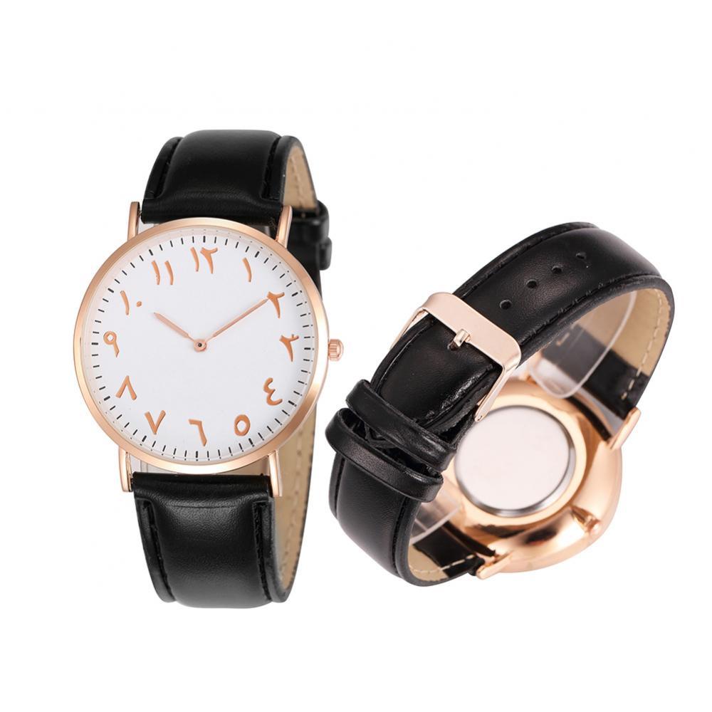 Couple Watches Fashion Arabic Analog Round Dial Men Women Quartz Faux ...