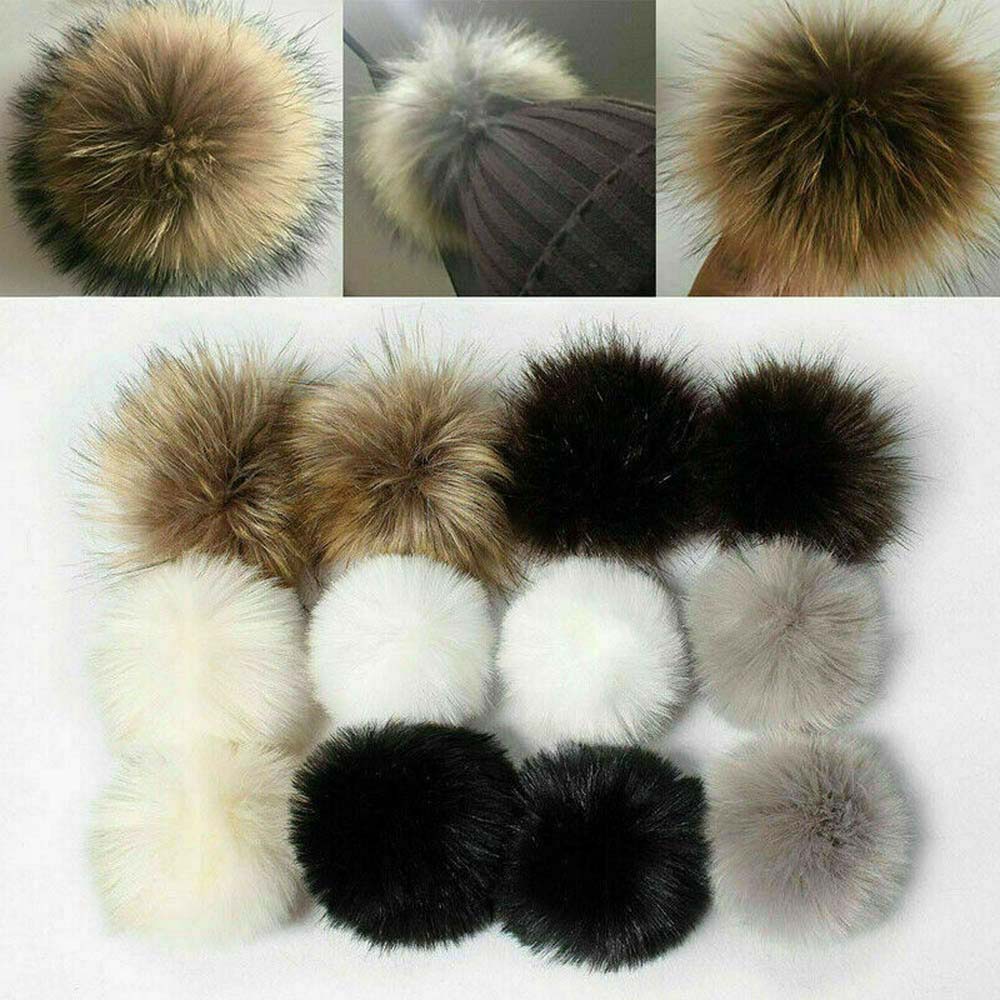 DIY 12pcs Faux Fox Fur Fluffy Pompom Ball for Knitting Hat Hats Hot Selling