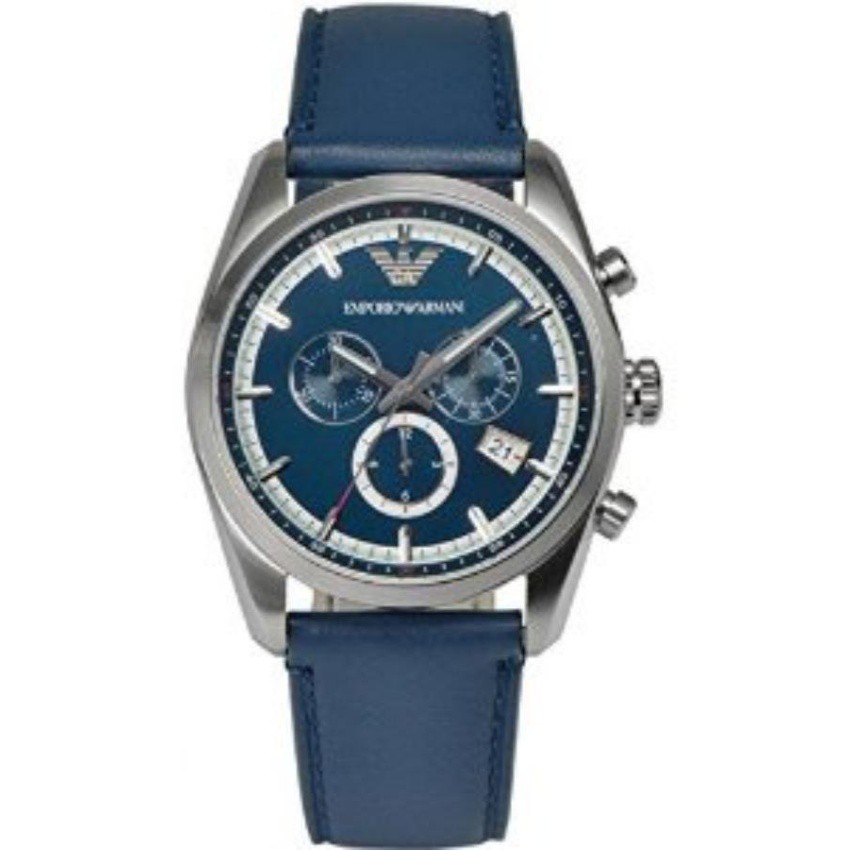 Emporio Armani นาฬิกาข้อมือผู้ชาย สีน้ำเงิน สายหนัง รุ่น AR6041