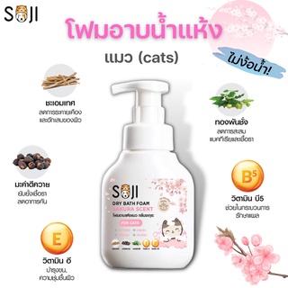 Soji โฟมอาบแห้งแมว สะอาดง่ายไม่ต้องล้างน้ำ หอมติดทน ดับกลิ่นสาบ 250 ml