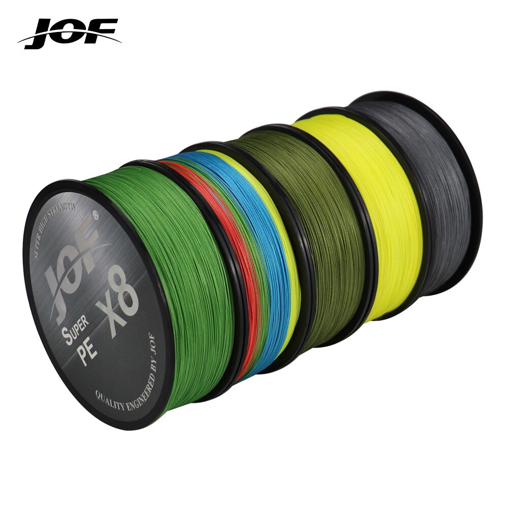 Jof สายเอ็นตกปลาน้ําเค็ม PE แบบถัก หลากสี 300 ม. 500 ม.  20 30 40 60 80 100 ปอนด์ 8 เส้น