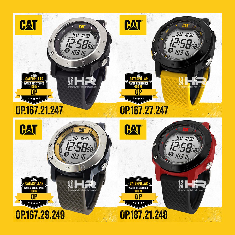 CAT รุ่น Pedometer OP (นับก้าวเดิน) นาฬิกา CAT Caterpillar ผู้ชาย ของแท้ สายซิลิโคน รับประกันศูนย์ไท