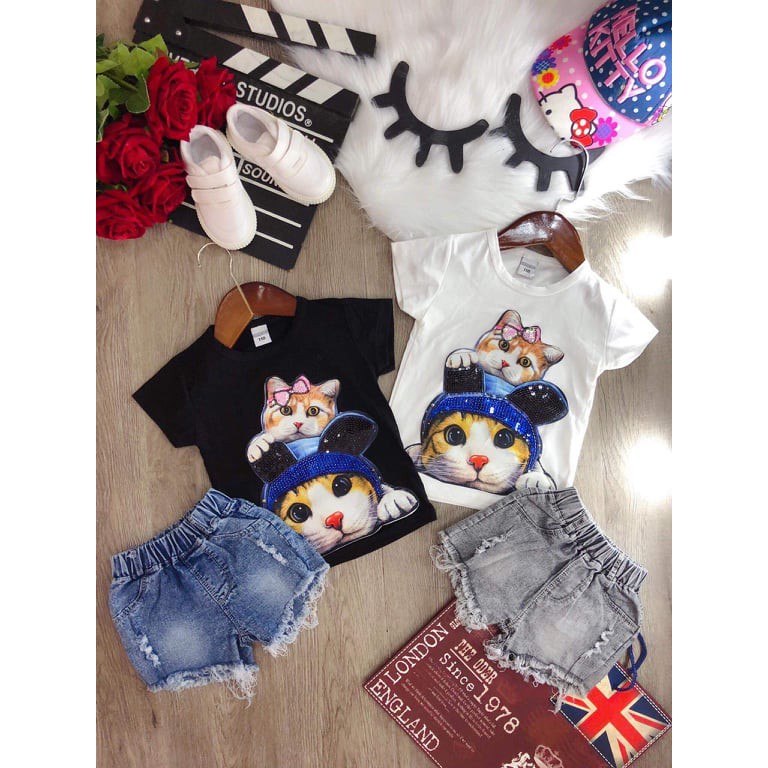 SA SOOC JEANS SET WITH METALLIC CAT SHIRT FOR BEAUTIFUL GIRLS - SSB