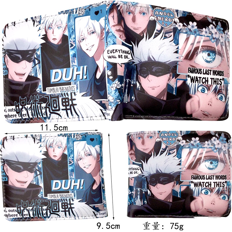 กระเป๋าสตางค์ หนัง PU ใบสั้น ลายการ์ตูนอนิเมะ Jujutsu Kaisen Itadori Yuji Fushiguro Megumi Gojo Satoru ราคา ถูกที่สุด ดีลบีเคเค แกลเลอรีภาพที่ 5
