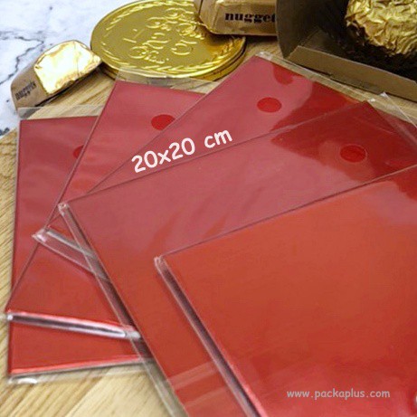 ฟอยล์ห่อช็อคโกแลต แผ่นอลูมิเนียมฟอยล์ DIY สีแดง เงาวาว Red Alumimium Foil Chocolate Wrapper มี 5 sizes