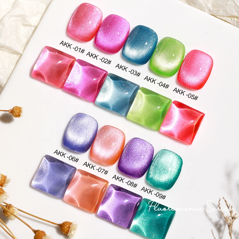 Florescent cat eye สีแจ่มแคทอาย สีทาเล็บเจล ยาทาเล็บเจล ASฝาแหลม สีเจลทาเล็บ (AKK)