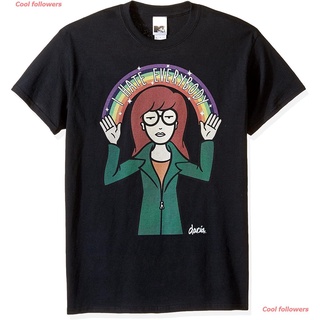 เสื้อยืดคอกลมCool followers ผู้ชายและผู้หญิง Nickelodeon Mens Daria Hate Rainbow T-Shirt discountS-5XL