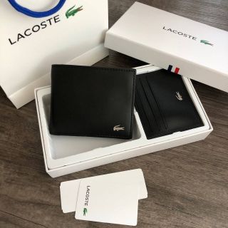 Set ของขวัญ กระเป๋าเงิน &amp; กระเป๋าใส่การ์ด ผู้ชาย Lacoste สีดำ แท้ สุดคุ้ม