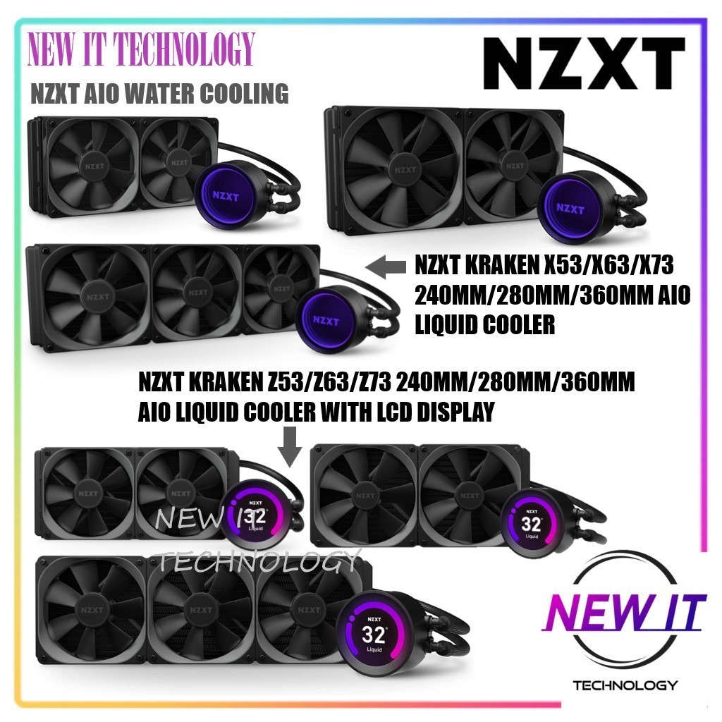 NZXT KRAKEN X53 X63 X73 240MM 280MM 360MM AIO LIQUID COOLER/NZXT KRAKEN Z53 Z63 Z73 WITH LCD DISPLAY