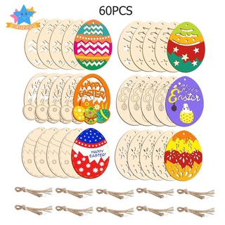 Pretty  60pcs Wooden Slices Easter Eggs Art Craft Wood Chips for Adults Card Making