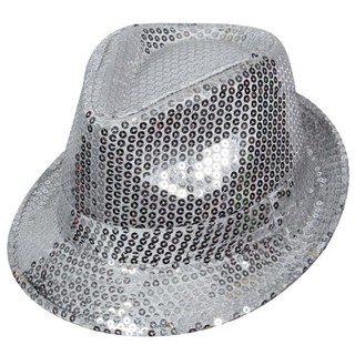 หมวก ทรง Gangster Fedora แฟนซี สีขาว