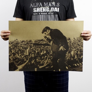 โปสเตอร์กระดาษคราฟท์รูป Rock Star Elvis Presley / Retro ขนาด 51X36 ซม. สําหรับตกแต่ง