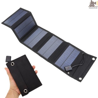 SNKE 5V 15W USB Solar Charger Portable Solar Cell Waterproof Solar Battery Chargers USB Solar Panel Power Bank with 5 Solar Panels Charging for Phone for Hiking Camping Outdoors