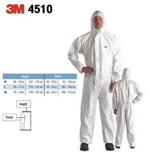 3M 4510 COVERALL TYPE 5/6 ชุดป้องกันการติดเชื้อและสารเคมี SKU 070480564