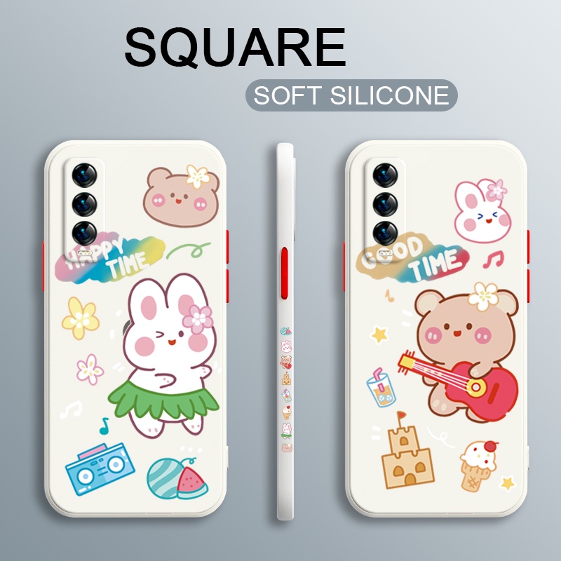 Square Liquid Silicone Case Vivo Y20 Y20i Y20S Y20A Y20G Y20S G Y20T Y12S Y12A Y50 Y30 Y30i Y51 Y31 Y51A 2021 Y17 Y15 Y12 Y12i Y11 2019 Y21 Y21S Y33 Casing Cute Cartoon Soft Cover