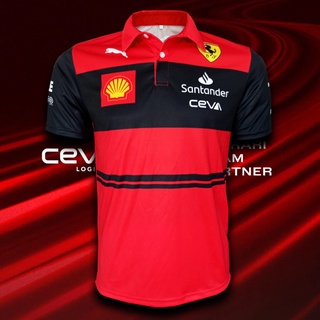 เสื้อโปโล Polo Shirt F1 Ferrari Santander เสื้อโปโลฟอร์มูลาวัน ทีม เฟอร์รารี่ ซานตานเดอร์ #FM0055 ไซส์ S-5XL