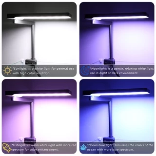 （การจัดส่งที่รวดเร็ว)15 วัตต์ LED Full Spectrum Nano Aquarium Light, โคมไฟพิพิธภัณฑ์สัตว์น้ำพร้อมตัวจับเวลา, การควบคุมแอพอัจฉริยะตู้ปลาไฟ RGB LED, พระอาทิตย์ขึ้นดวงอาทิตย์ดวงจันทร์, โหมด DIY, แสงคลิป