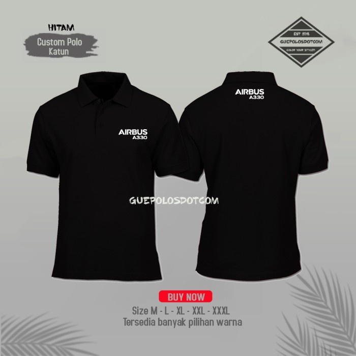 Hitam เสื้อโปโลคอปก AIRBUS A330 BOEING - M, สีดํา