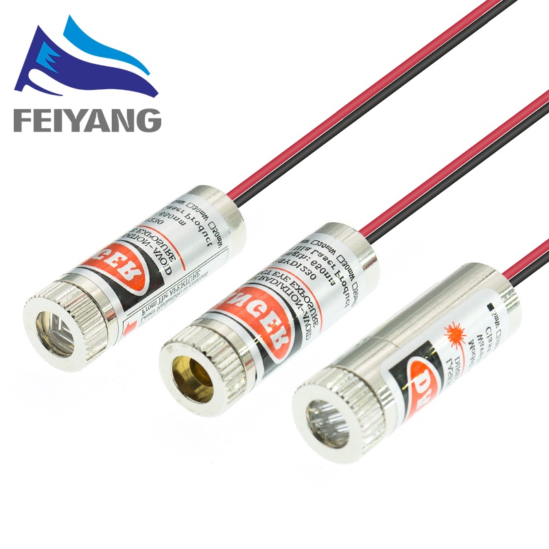คานปรับได้ 650nm 5MW สีแดง/เส้น/ข้ามโมดูลเลเซอร์เลนส์หัวแก้วโฟกัสเกรดอุตสาหกรรม 3-5V