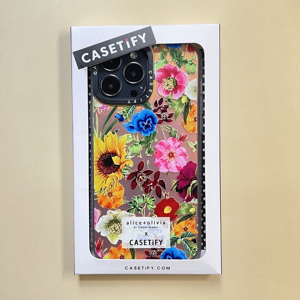 Casetify X alice+olivia BY STACEY BENDET เคสโทรศัพท์มือถือ PC แข็ง ขอบ TPU ลายดอกไม้ สําหรับ IPhone 