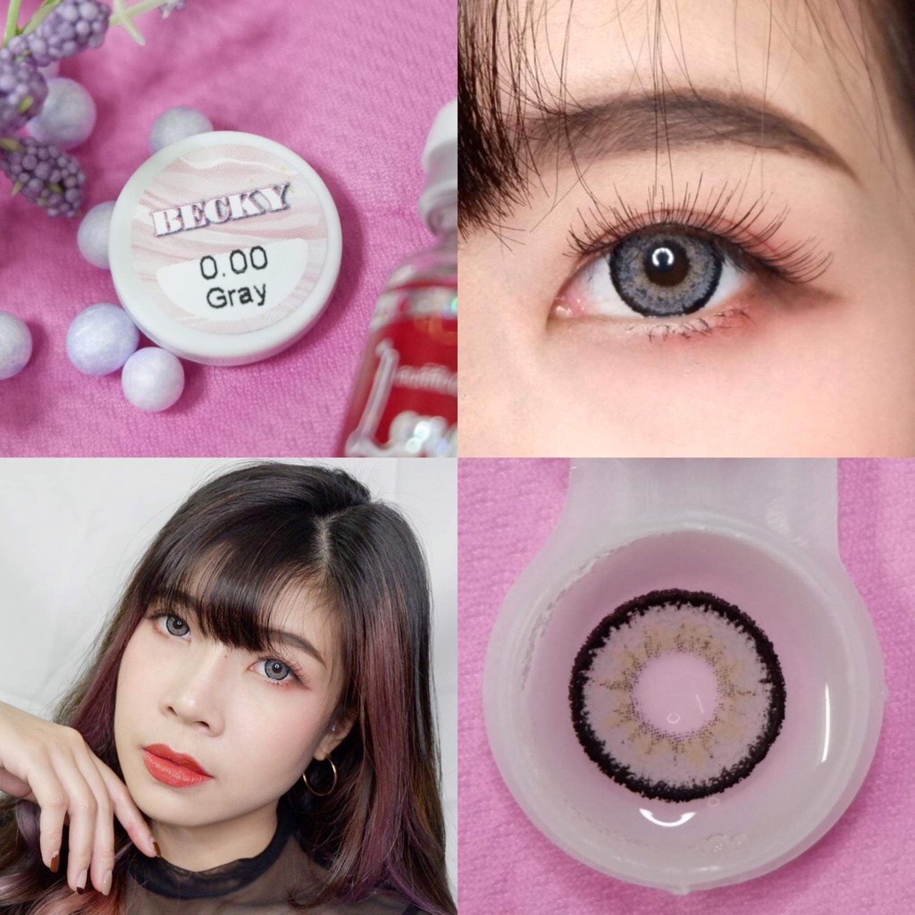 คอนแทคเลนส์ LovelyLens : Becky ขายดีมาก ตาโต เลนส์นิ่ม ยี่ห้อใหม่มาแรง บิ๊กอาย สีเทา สีน้ำตาล ฝาขาว