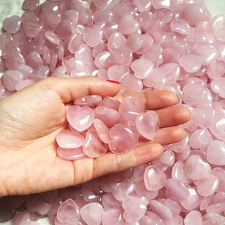 Loose Beads Natural Rose Quartz Heart Pink Crystal Carved Palm Love Healing Gemstone Crafts