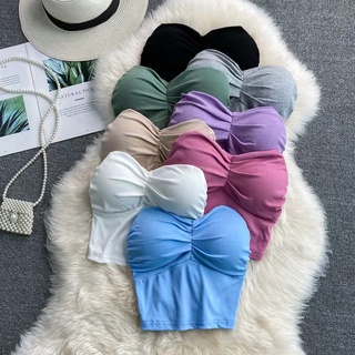 ครอปครึ่งตัว เกาะอกพร้อมส่ง 8สี เสื้อเกาะอก สีพาสเทล น่ารักหวานๆ มีฟองน้ำดันทรงในตัว อกยืดได้ถึง36