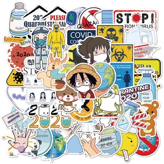 ANTI COVID การป้องกันโควิด  onepiece sticker สติกเกอร์กันน้ำรูปแบบที่แตกต่างกัน, 50 ชิ้น onepiece