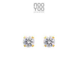 NooYoo ต่างหูสำหรับผิวแพ้ง่าย Cubic Zirconia Round Cut ขนาด 2-8 มม.