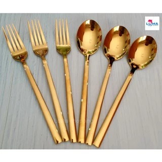 ช้อน ส้อมสีทอง สแตนเลสอย่างหนา USA stainless (( 1 คู่ ช้อน+ส้อม))