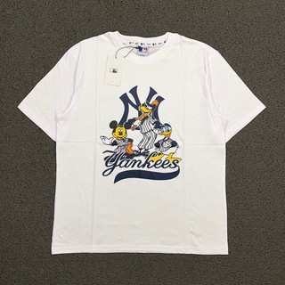 เสื้อยืดแขนสั้น พิมพ์ลาย New YORK YANKEES X MICKEY MOUSE สีขาว ของแท้