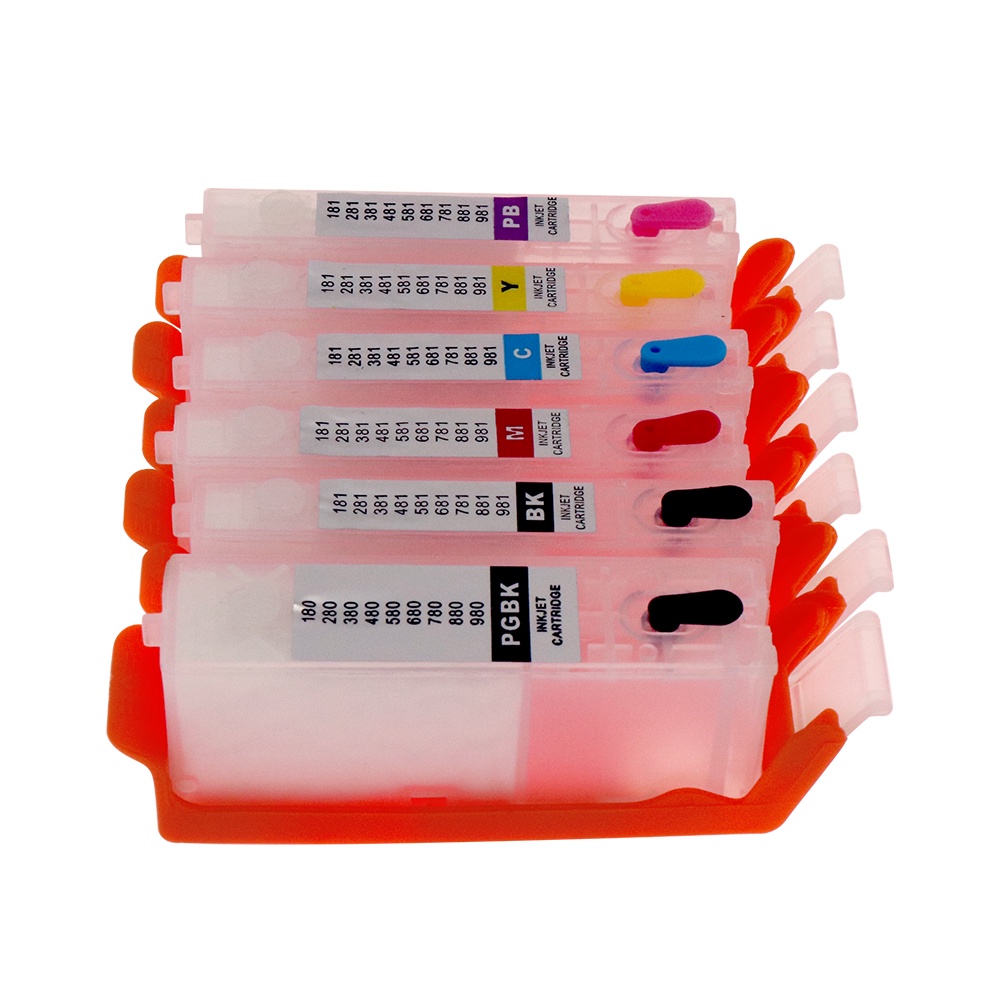 6pcs pgi 280 cli 281 refillable ink cartridge with arc chips pgi280