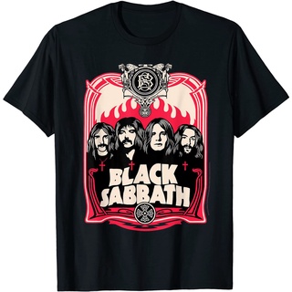 เสื้อยืดโอเวอร์ไซส์เสื้อยืด พิมพ์ลายเปลวไฟ Sabbath Official สีแดง สีดําS-3XL