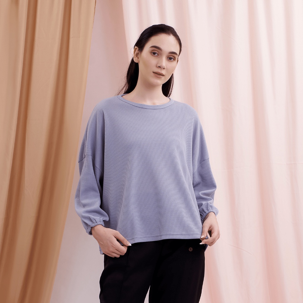 Ie.Demode PREMIUM เสื้อกันหนาวคอลูกเรือสําหรับผู้หญิง S 3 สีฟ้า