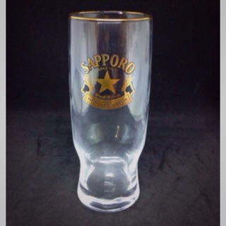 แก้วเบียร์ SAPPORO Beer Japan Oldest Brand โลโก้ดาวและตัวอักษรสีทอง นำเข้าจากประเทศญี่ปุ่น