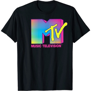 เสื้อยืด พิมพ์ลายกราฟฟิคโลโก้ Mtv สีเรืองแสง สําหรับผู้ใหญ่สามารถปรับแต่งได้