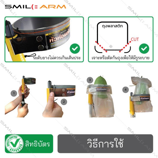 SmileArm® หัวห่อผลไม้ (ไม่รวมด้าม) ใช้ง่าย3ขั้นตอน ห่อกันแมลงกินผลไม้ ที่ห่อผลไม้  กันแมลง กันกระรอกกินผลไม้ - รูปที่ 2