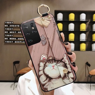 น่ารัก แมวหลับ พ็อกเก็ต กระต่าย สายรัดข้อมือ เคส Samsung Galaxy Note20 Ultra Note10 Plus Note 10 Lite Note 9 8 A73 A53 A33 A23 A13 A72 A52 A52S A32 A71 A51 A21S A70 A50 S22 Ultra S22Plus  Case TPU ป้องกันการหล่น นุ่ม ซัมซุง เคส