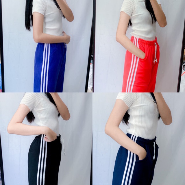 กางเกงวอร์ม 3 แถบ พร้อมส่ง ขากระบอกใหญ่ ยืดได้เยอะ ผ้าหนา อ่านรายละเอียดก่อนสั่ง