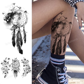 ปลอกแขน ขาสักปลอม sternum tattoo dreamcatcher mandala ปีกนางฟ้าเฮนน่าลูกไม้สักอาราบิกอินเดียเซ็กซี่ร่างกายศิลปะ