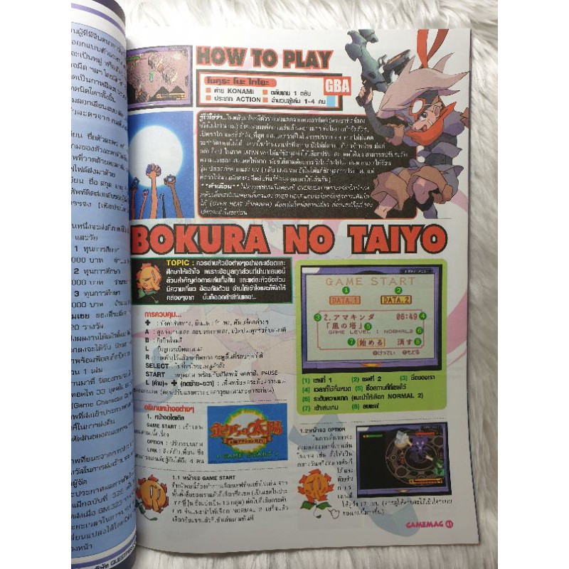 Bokura no Taiyo for GBA หนังสือสรุปเกมส์มือสองคอลัมน์ท้ายเล่ม GAMEMAGรายสัปดาห์