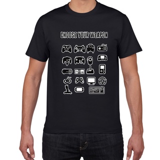 เสื้อยืดผ้าฝ้ายพิมพ์ลาย2022ใหม่เสื้อยืดแฟชั่นผู้ชายพิมพ์ลาย Choose Your Weapon Gamer วิ