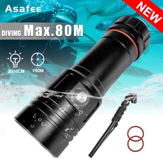 Asafee AF05D ไฟฉายดําน้ํา 2400LM XHP70.2 LED ระยะไฟฉาย 1500 ม. ใต้น้ํา 80 ม. กันน้ํา ชาร์จ USB