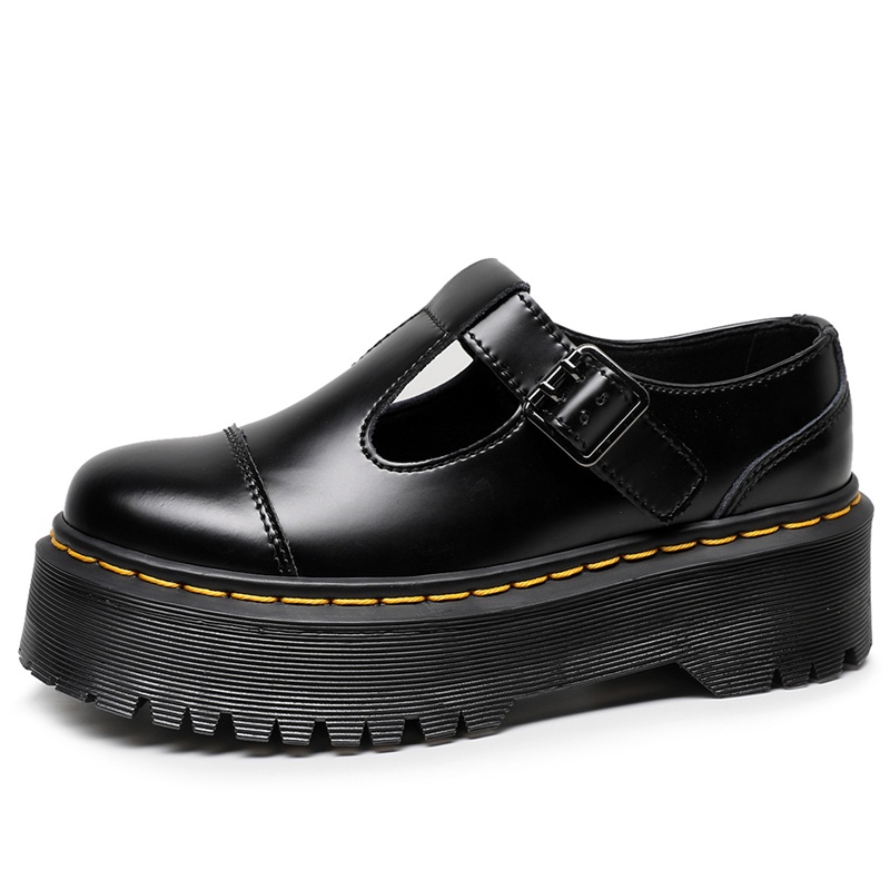 ดร. Martens รองเท้าผู้หญิง T ประเภทยางหนา Toe ความหนา 3.5 ซม.ส้นหนา 4.5 ซม.รองเท้าหนังไมโครไฟเบอร์ขนาด 35- 42