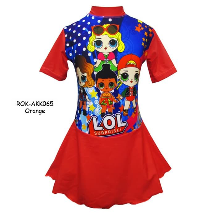 ชุดว่ายน้ําเด็ก 4-7 ปี (TK) LOL Character BRDR-AKK065 - Size XL, สีส้ม