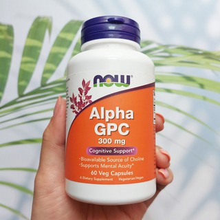 อาหารเสริมบำรุงสมอง Alpha GPC 300 mg 60 Veg Capsules (Now Foods®)