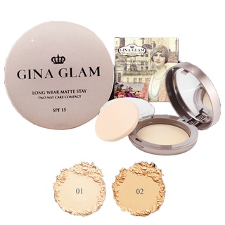 Gina Glam Long Wear Matte Stay Two Way Cake Compact Powder SPF15 G40 แป้งผสมรองพื้นสูตรใหม่จากgina glam